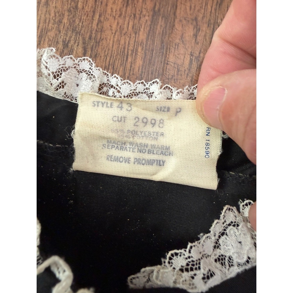 Vintage 70s Jeri Bee Black Prairie Shirt Lace Western Rockabilly Hippie Small - Picture 5 of 6